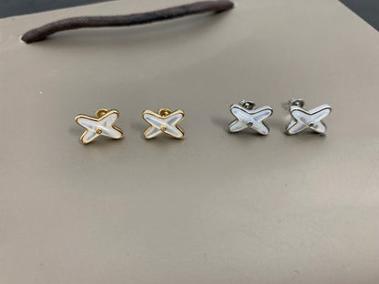 [：Polaidi Jewelry]JEUX DE WHITE MOP SILVER DIAMOND EARRINGS