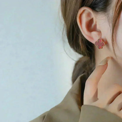 [：Polaidi Jewelry]CLOVER MEDIUM 1 MOTIFS CARNELIAN  EARRINGS