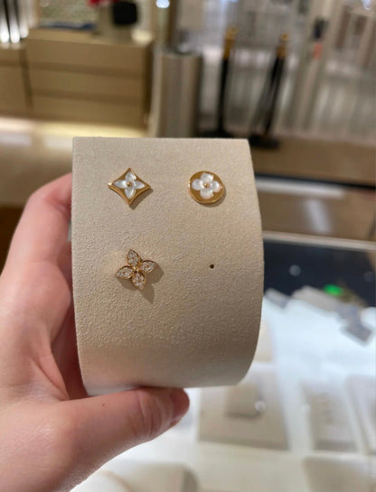 [：Polaidi Jewelry]STAR BLOSSOM STUD EARRINGS PINK GOLD DIAMONDS