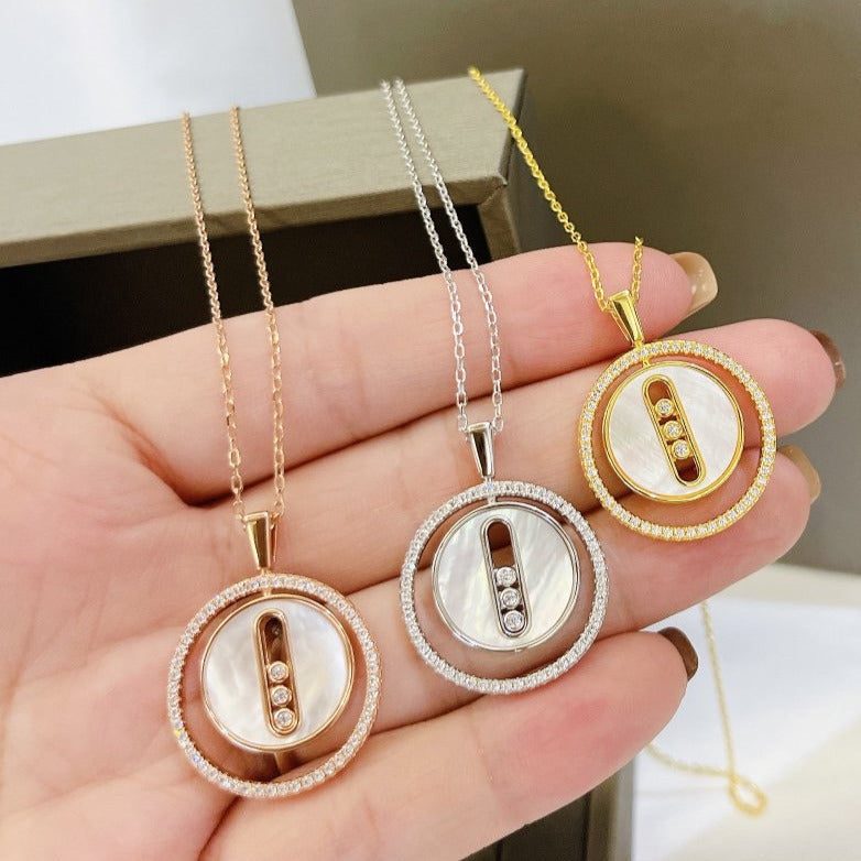 [Polaidi Jewelry]LUCKY MOVE MM NACRE BLANCHE DIAMOND NECKLACE
