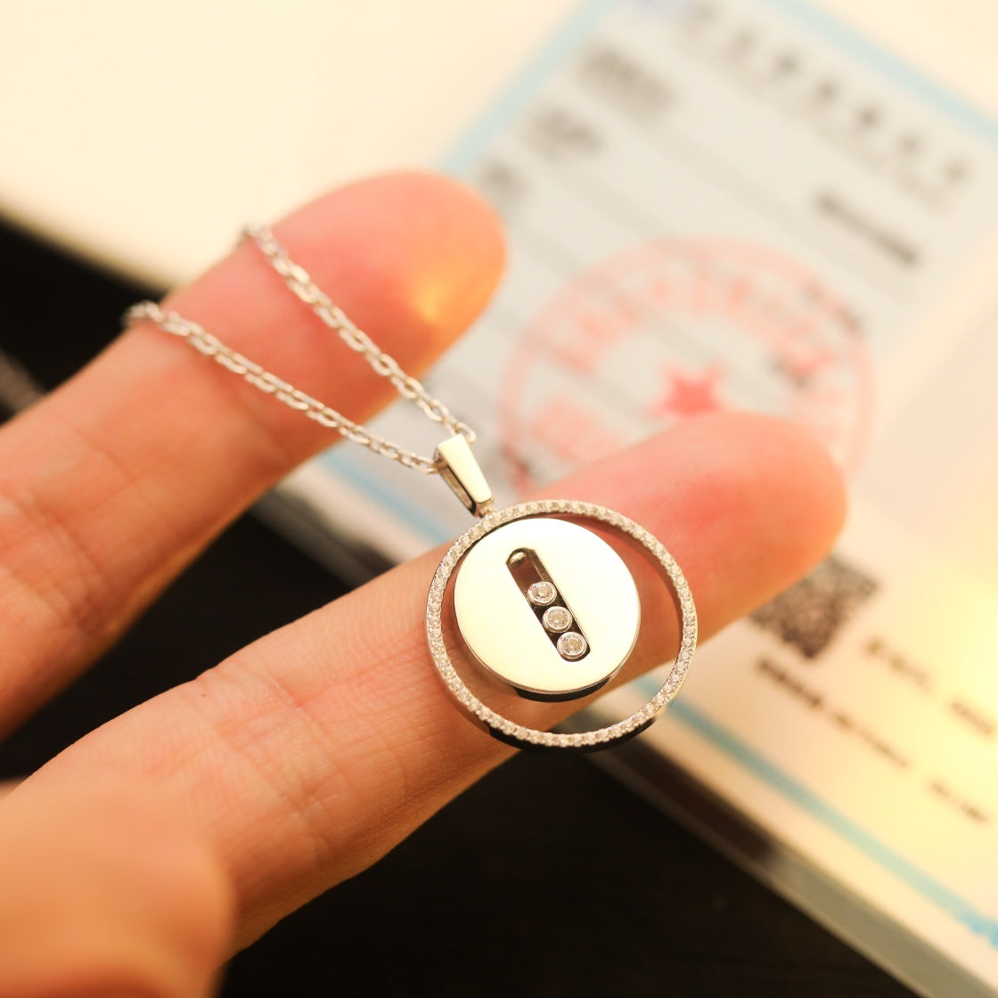 [Polaidi Jewelry]LUCKY MOVE MM SILVER DIAMOND NECKLACE