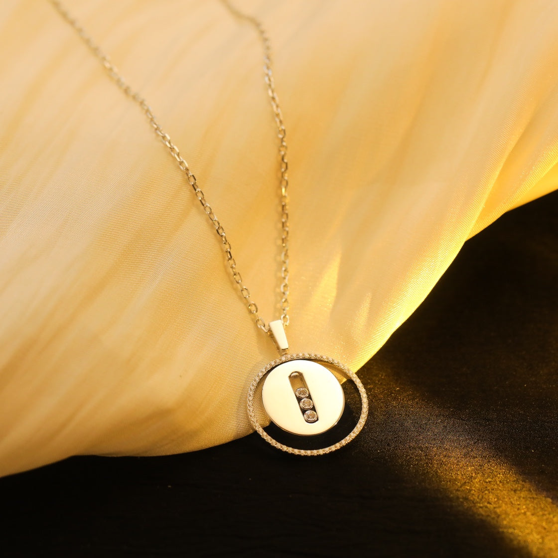[Polaidi Jewelry]LUCKY MOVE MM SILVER DIAMOND NECKLACE