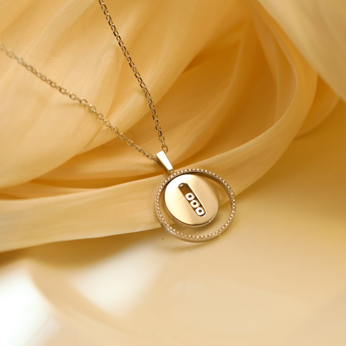 [Polaidi Jewelry]LUCKY MOVE MM SILVER DIAMOND NECKLACE