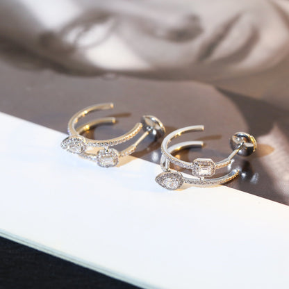 [Polaidi Jewelry]CREOLES MY TWIN 2 RANGS SILVER DIAMOND EARRINGS