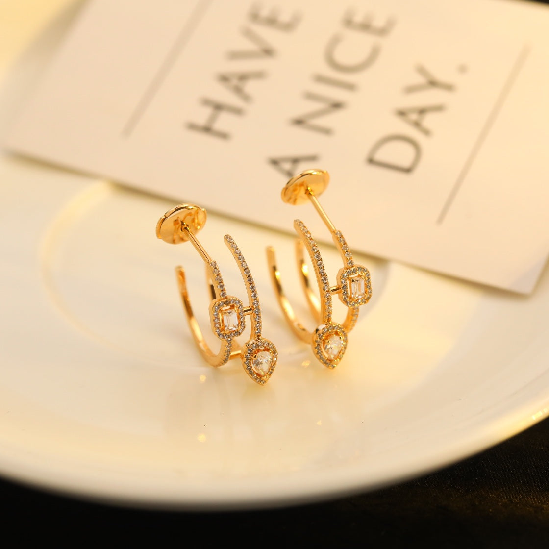 [Polaidi Jewelry]CREOLES MY TWIN 2 RANGS SILVER DIAMOND EARRINGS