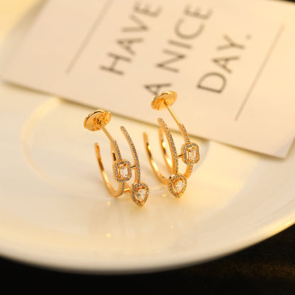 [Polaidi Jewelry]CREOLES MY TWIN 2 RANGS SILVER DIAMOND EARRINGS