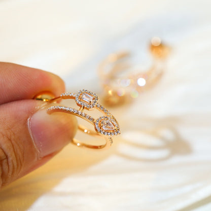 [Polaidi Jewelry]CREOLES MY TWIN 2 RANGS SILVER DIAMOND EARRINGS