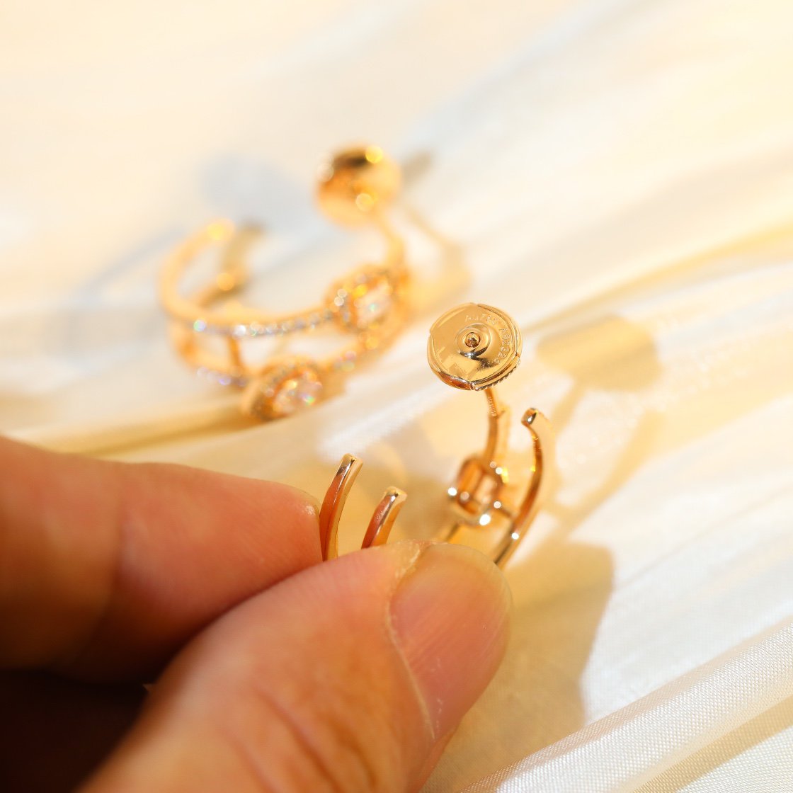 [Polaidi Jewelry]CREOLES MY TWIN 2 RANGS SILVER DIAMOND EARRINGS