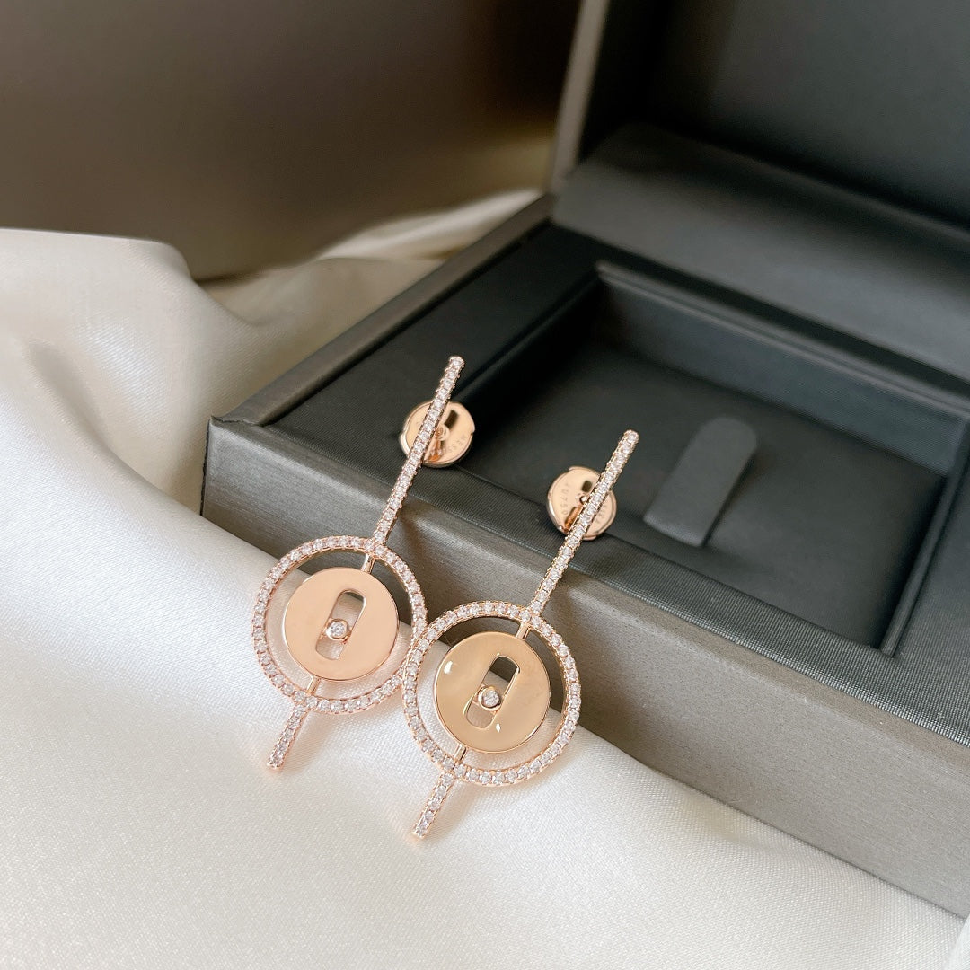 [Polaidi Jewelry]LUCKY MOVE ARROW PINK GOLD DIAMOND EARRINGS