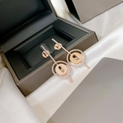 [Polaidi Jewelry]LUCKY MOVE ARROW PINK GOLD DIAMOND EARRINGS