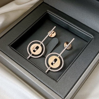 [Polaidi Jewelry]LUCKY MOVE ARROW PINK GOLD DIAMOND EARRINGS