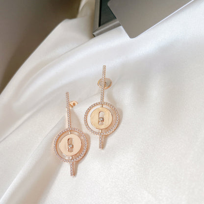 [Polaidi Jewelry]LUCKY MOVE ARROW PINK GOLD DIAMOND EARRINGS
