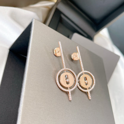 [Polaidi Jewelry]LUCKY MOVE ARROW PINK GOLD DIAMOND EARRINGS