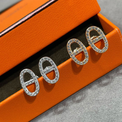 [Polaidi Jewelry]HM FULL DIAMOND PIG NOSE STUD EARRINGS