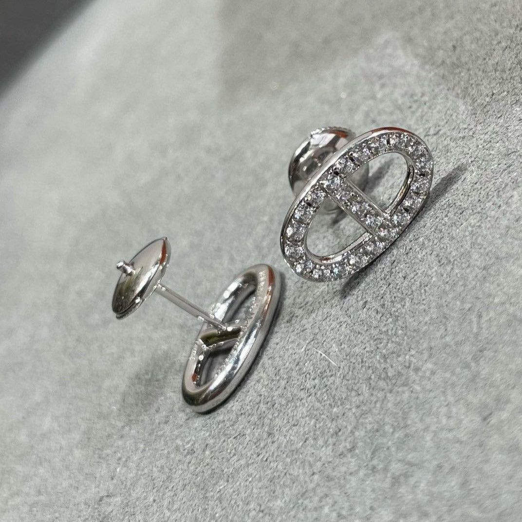[Polaidi Jewelry]HM FULL DIAMOND PIG NOSE STUD EARRINGS
