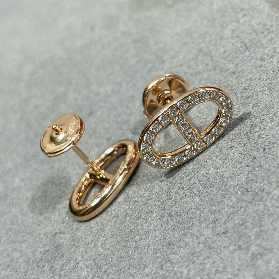 [Polaidi Jewelry]HM FULL DIAMOND PIG NOSE STUD EARRINGS