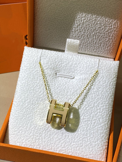 [Polaidi Jewelry]HM CLIC YELLOW ENAMEL GOLD NECKLACE