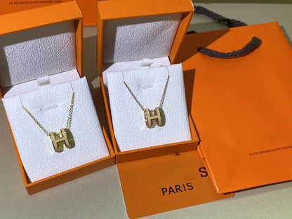 [Polaidi Jewelry]HM CLIC YELLOW ENAMEL GOLD NECKLACE