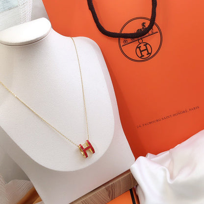 [：Polaidi Jewelry]HM CLIC RED ENAMEL GOLD NECKLACE