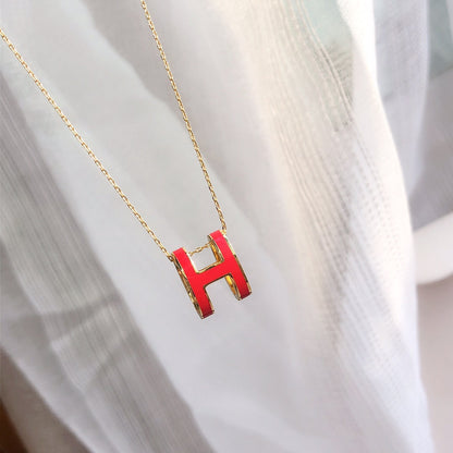 [：Polaidi Jewelry]HM CLIC RED ENAMEL GOLD NECKLACE