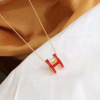 [：Polaidi Jewelry]HM CLIC RED ENAMEL GOLD NECKLACE