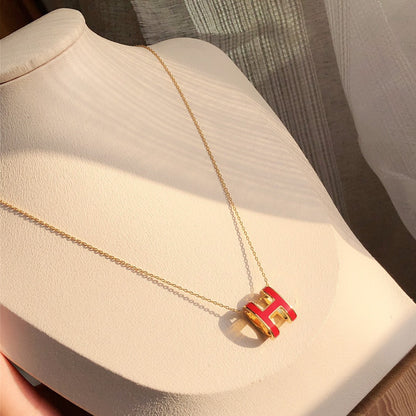[：Polaidi Jewelry]HM CLIC RED ENAMEL GOLD NECKLACE
