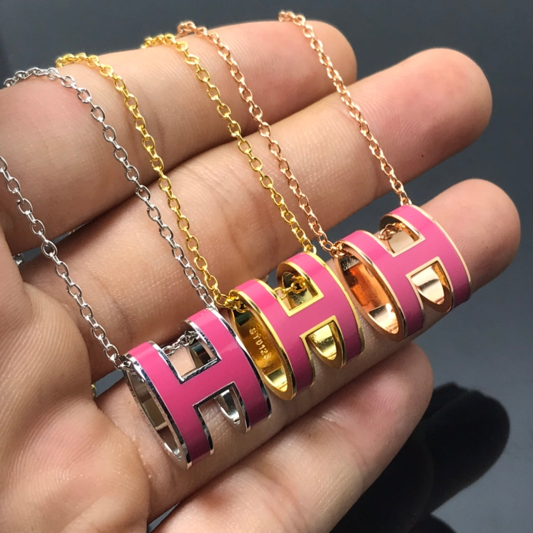 [：Polaidi Jewelry]H NECKLACE PINK
