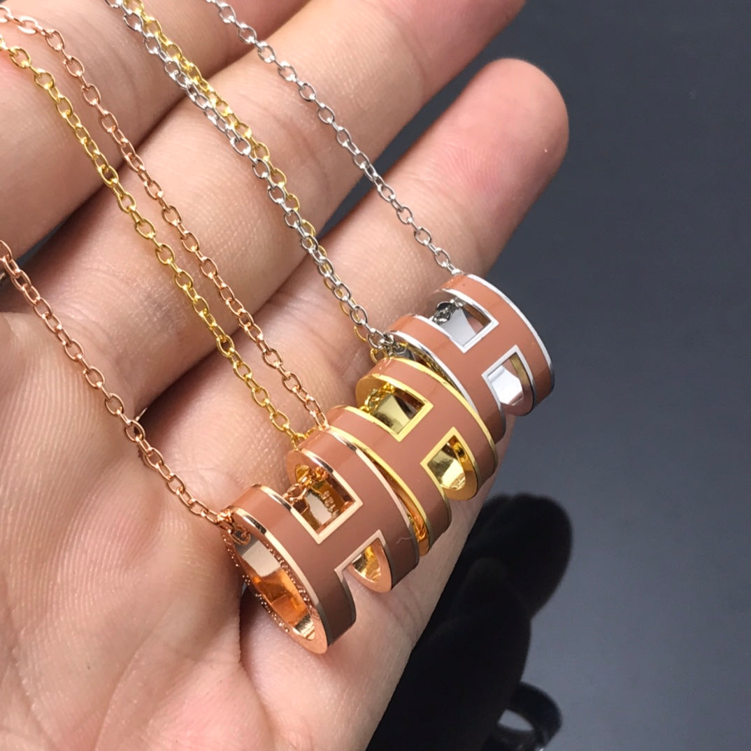 [Polaidi Jewelry]H NECKLACE BROWN