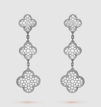 [Polaidi Jewelry ]CLOVER 3 MOTIF DIAMOND SILVER DROP EARRINGS