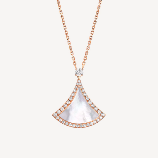 [Polaidi Jewelry]DREAM MOP DIAMOND PAVED PINK GOLD NECKLACE