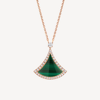 [Polaidi Jewelry ]DREAM MALACHITE DIAMOND PAVED PINK GOLD NECKLACE