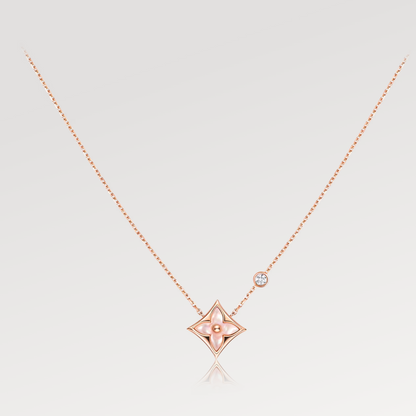 [：Polaidi Jewelry]STAR PINK MOP 1 DIAMOND PINK GOLD NECKLACE