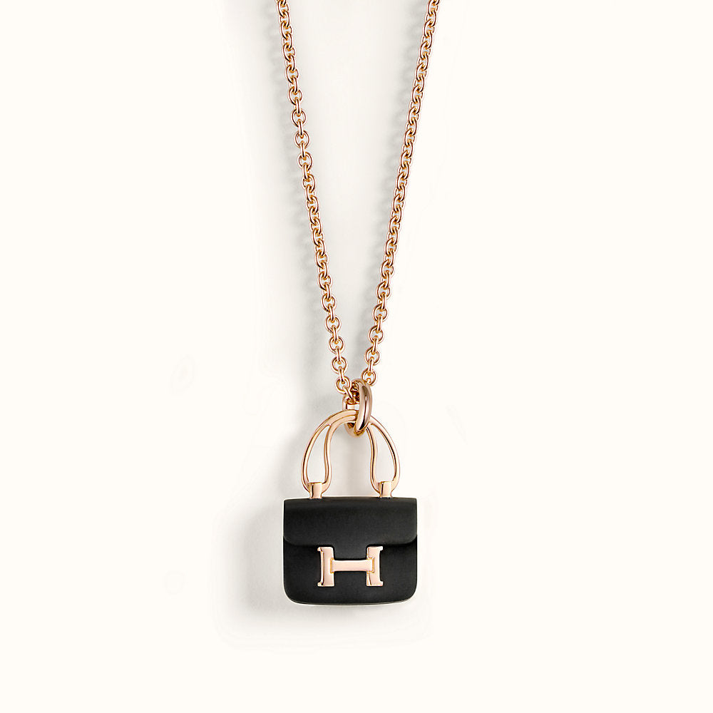 [：Polaidi Jewelry]CONSTANCE BLACK PEDANT PINK GOLD NECKLACE