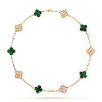 [Polaidi Jewelry ]CLOVER 10 MOTIFS MALACHITE DIAMOND NECKLACE