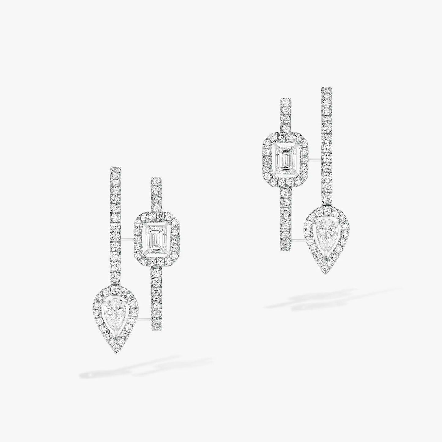 [Polaidi Jewelry]CREOLES MY TWIN 2 RANGS SILVER DIAMOND EARRINGS