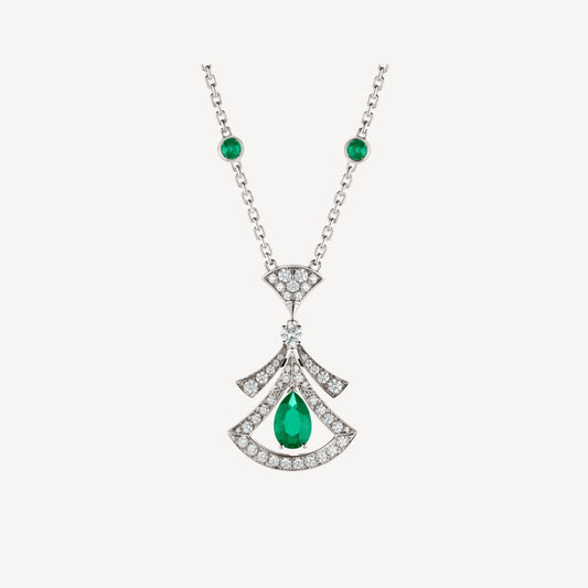 [Polaidi Jewelry]DREAM NECKLACE MALACHITE DIAMOND SILVER