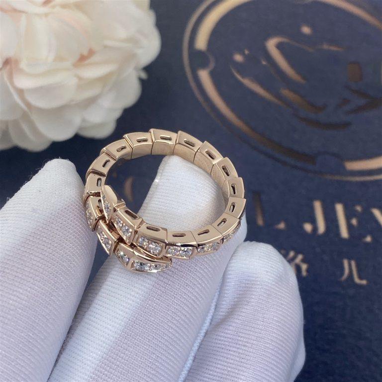 [Polaidi Jewelry]SERPENTI RING PINK GOLD DIAMOND PAVED 4MM