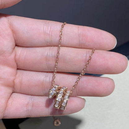 [Polaidi Jewelry]SERPENTI PINK GOLD NECKLACE DOUBLE RING DIAMOND