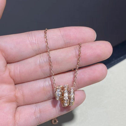 [Polaidi Jewelry]SERPENTI PINK GOLD NECKLACE DOUBLE RING DIAMOND