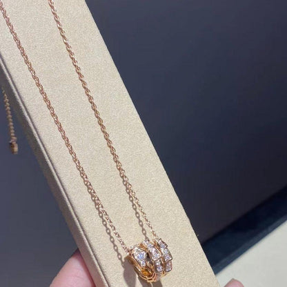 [Polaidi Jewelry]SERPENTI PINK GOLD NECKLACE DOUBLE RING DIAMOND