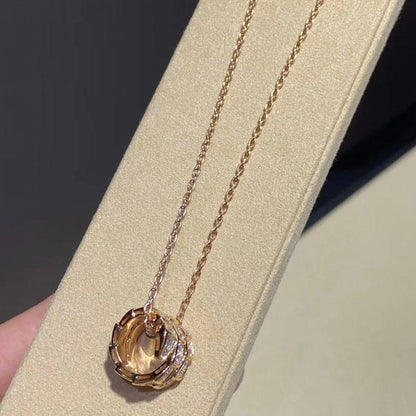 [Polaidi Jewelry]SERPENTI PINK GOLD NECKLACE DOUBLE RING DIAMOND