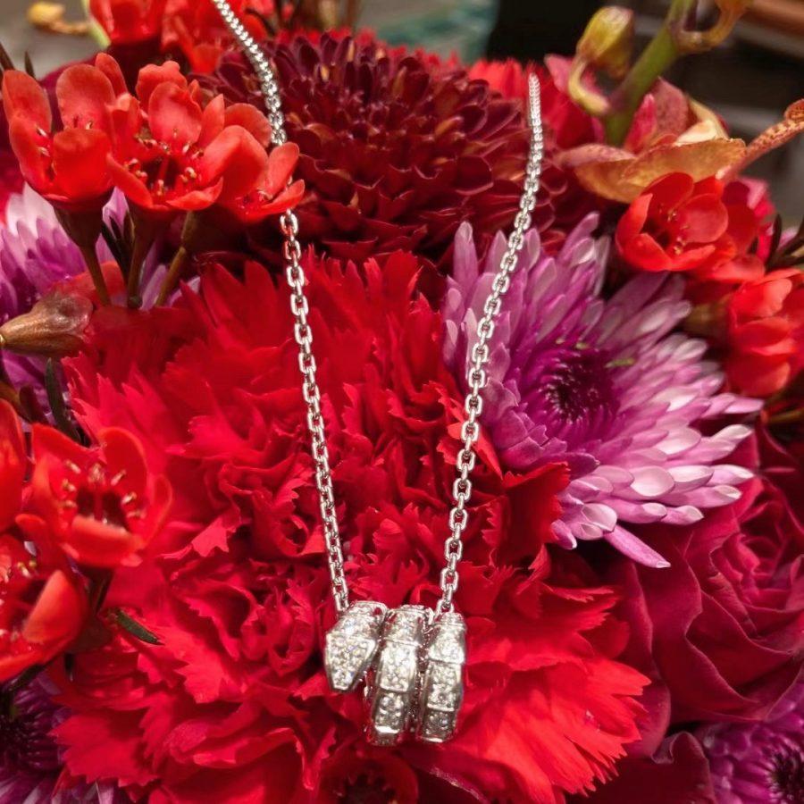 [Polaidi Jewelry]SERPENTI  NECKLACE DOUBLE RING DIAMOND