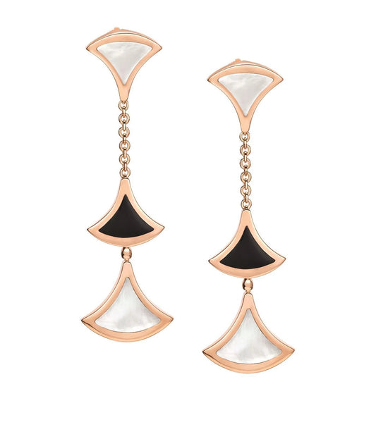 [Polaidi Jewelry]DREAM EARRINGS 3 MOTIFS ONYX MOP PINK GOLD