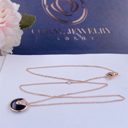 [：Polaidi Jewelry]AMULETTE ROSE GOLD ONYX NECKLACE