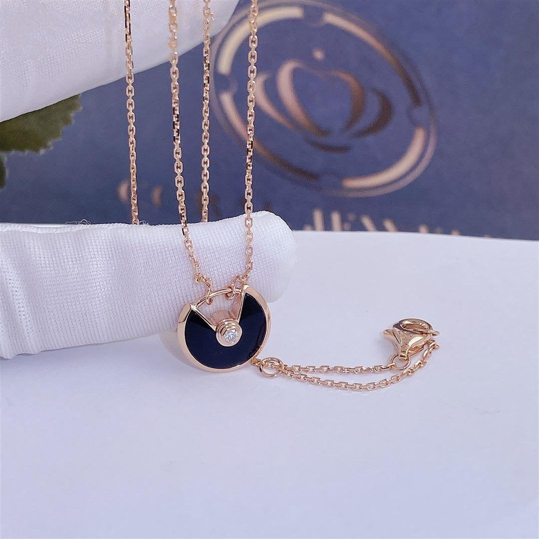 [Polaidi Jewelry]AMULETTE ROSE GOLD ONYX NECKLACE