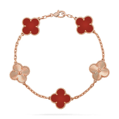 [Polaidi Jewelry] CLOVER 5 MOTIF RED CARNELIAN BRACELET COLLECTION