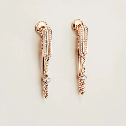 [：Polaidi Jewelry]チェーン カオス ダイヤモンド ドロップ イヤリング