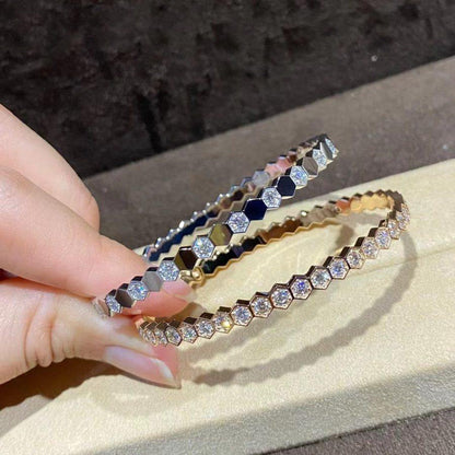[：Polaidi Jewelry]ビーラブゴールドブレスレットフルダイヤモンド