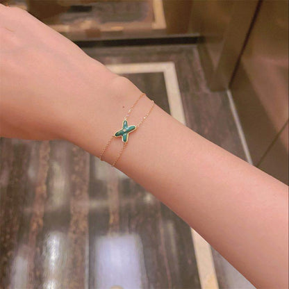 [：Polaidi Jewelry]JEUX ブレスレット マラカイト ピンクゴールド 1ダイヤモンド