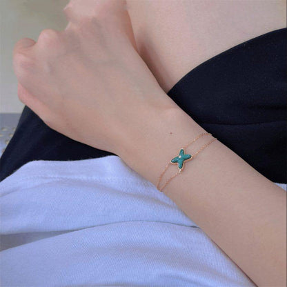 [：Polaidi Jewelry]JEUX ブレスレット マラカイト ピンクゴールド 1ダイヤモンド